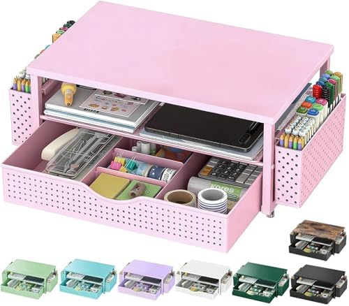 Spacrea Desk Organizers and Accessories, Printer Stand with Storage, Pink