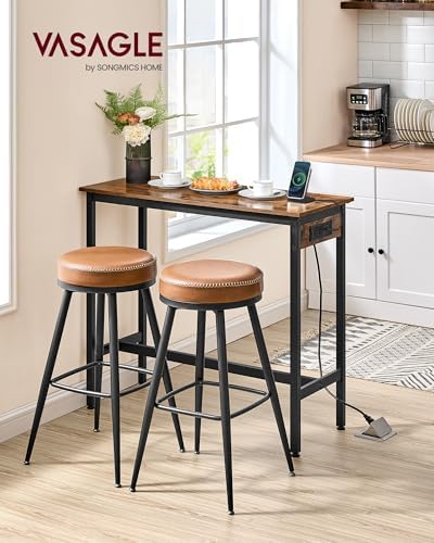 VASAGLE Bar Table with Power Outlets, Computer Desk, 39.4" W