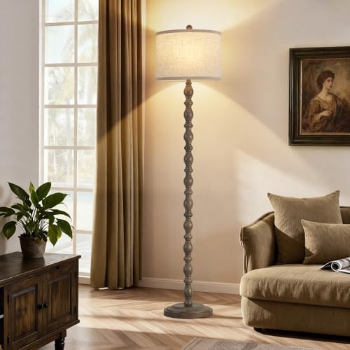 Luvkczc Farmhouse Floor Lamps for Living Room, Standing Lamp with Bulb