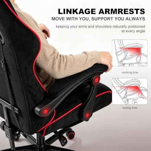 Fabric Gaming Chair for Adults, Comfortable Office Chair with Footrest