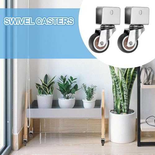 PATIKIL 1.25 Inch Caster Wheels, 4 Pcs Swivel Casters with 0.7" U Bracket Opening 55 Lb Capacity Per Caster for Furniture Office Chairs Carts and Cabinets, Brown