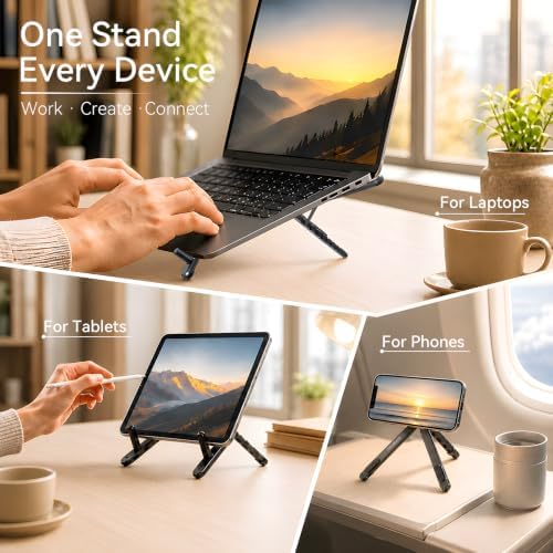 3-in-1 Portable Laptop Stand Magnetic Phone Holder Foldable Riser