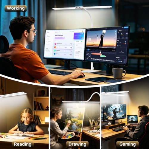 Syrinx LED Desk Lamp for Home Office, 18W 2000LM Dimmable Light, White