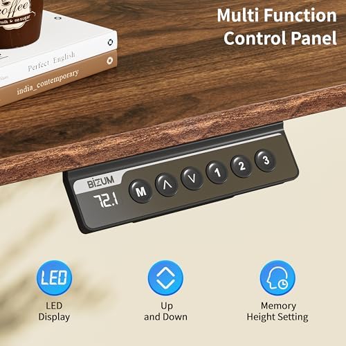 BIZUM 40x24 Inch Electric Standing Desk with Memory Presets, Quiet Motor Height Adjustable Stand Up Desk for Home Office & Gaming, Ergonomic Sit Stand Workstation，Walnut