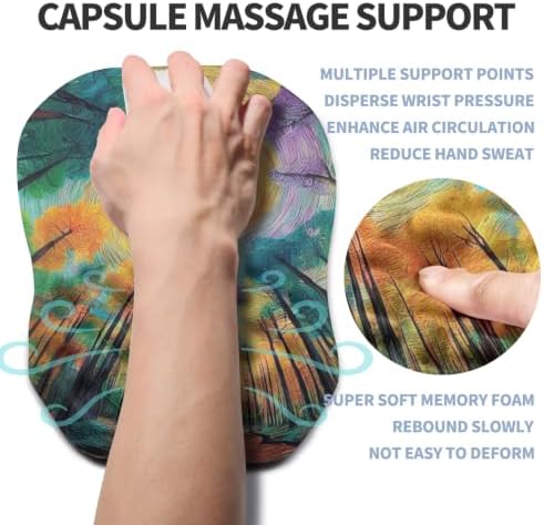 Ergonomic Raised Mouse Pad Wrist Support with Bilateral Slope Memory Foam Mousepad for Wrist Rest and Carpal Tunnel Pain Relief 11.8x7.9〃Fantasy Forest Realm