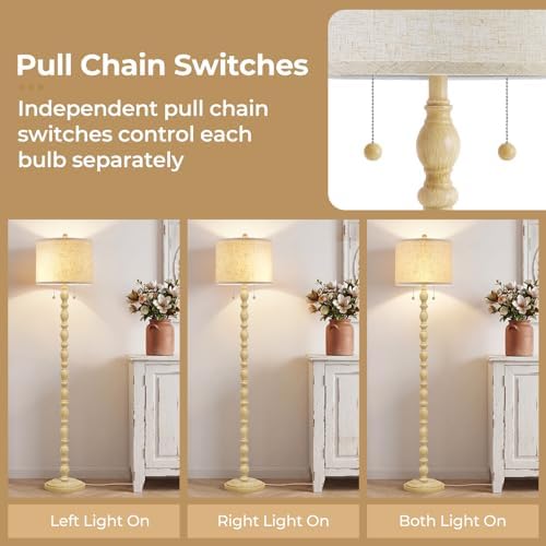Luvkczc Farmhouse Floor Lamps for Living Room, Standing Lamp with Bulb