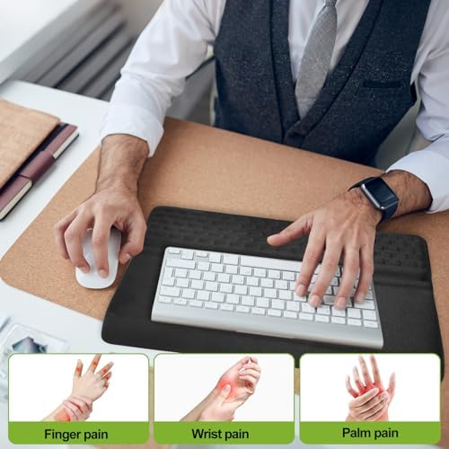 Wrist Rest with Keyboard Stand, Ergonomic Keyboard Riser Holder with Memory Foam Wrist Support Pad, Desk Cushion Easy Typing for Home Office Laptop Computer Gaming, Black