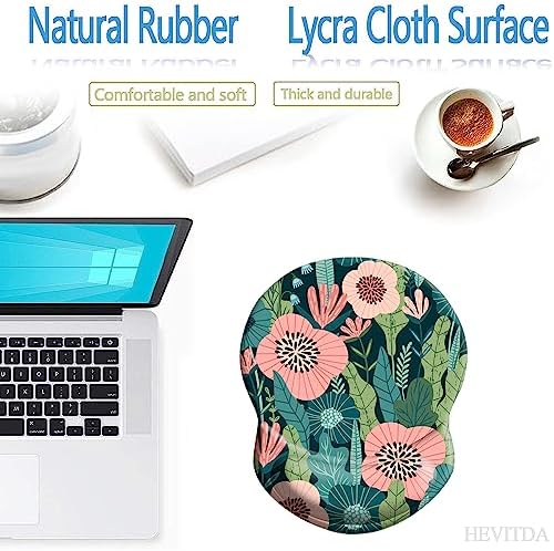 Mouse Pad, Ergonomic Mouse Pad with Wrist Support Pain Relief Comfort Wrist Rest Pad with Non-Slip PU Base for Gaming, Home, Office & Travel, Floral Abstract