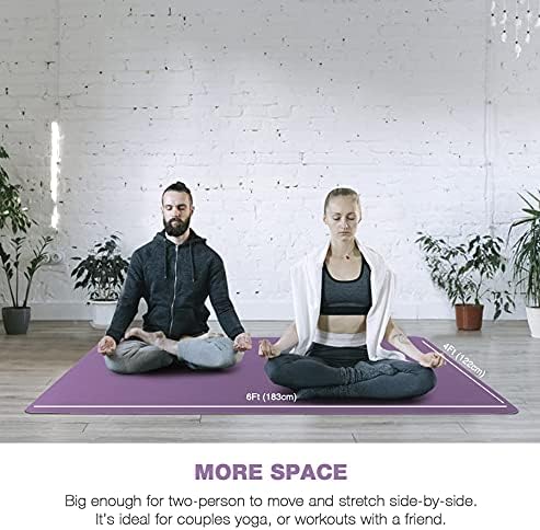UMINEUX Large Yoga Mat for Men and Women 1/4 & 2/5 Inch Extra Thick TPE Fitness Mat for Home Gym Workout, Non-Slip, Eco Friendly Exercise Mat for Yoga, Pilates, Stretching, Meditation