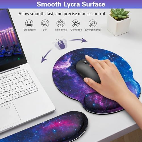 Desk Pad Galaxy, Mouse Pad with Wrist Rest, 3-in-1 Wrist Support Mousepad
