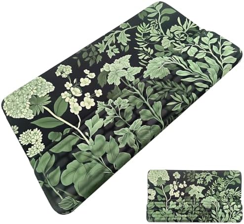 Computer Keyboard Stand Pad with Wrist Rest Easy Typing Sage Green Leaves Floral Keyboard Pad Support with Wrist Pad Ergonomic Tilted Keyboard Riser Holder for Desktop Office Home Black Flowers Floral