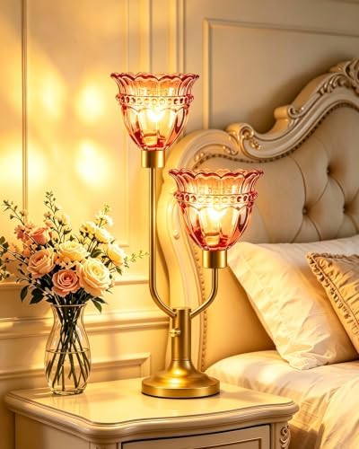 Mid Century Modern Table Lamp Dimmable Vintage Red Glass Lamp Gift