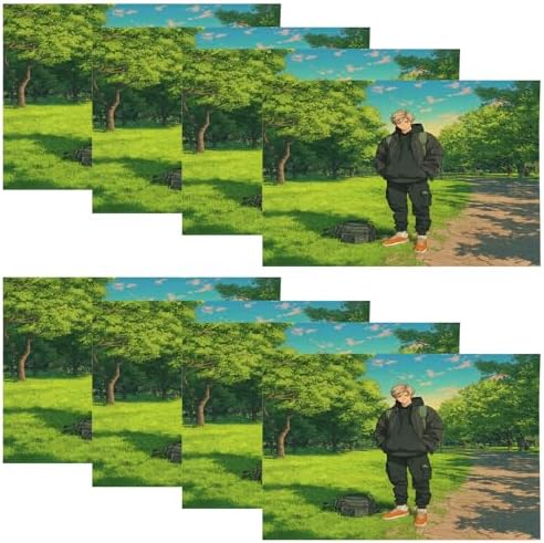Casual Outfit Park Linen Placemats, Backpack Sneakers Table Mats for Table Washable Heat Insulation Thick Dining Mat, Indoor/Outdoor 12X18 in 8 Pcs