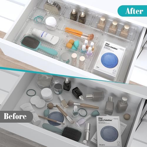 33 PCS Plastic Drawer Organizers Set, 4 Size Desk Drawer Organizer Trays