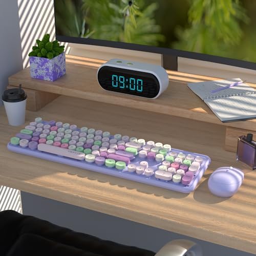 UBOTIE Colorful Wireless Keyboard and Mouse Combo (Purple-Colorful)