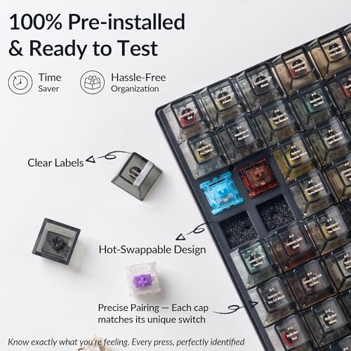 Keychron Switch Tester 100 Max Edition, 88 Mechanical & 12 Magnetic HE Switches Testing Kit with 100 Labeled Keycaps, Includes Keychron/Gateron/Kailh/Huano, Pro Mechanical Keyboard Feel