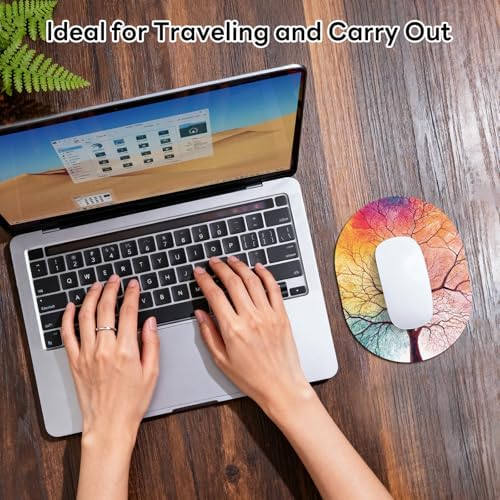 Oval Mouse Pad 6x8in Non-Slip for Laptop,Four Seasons Tree