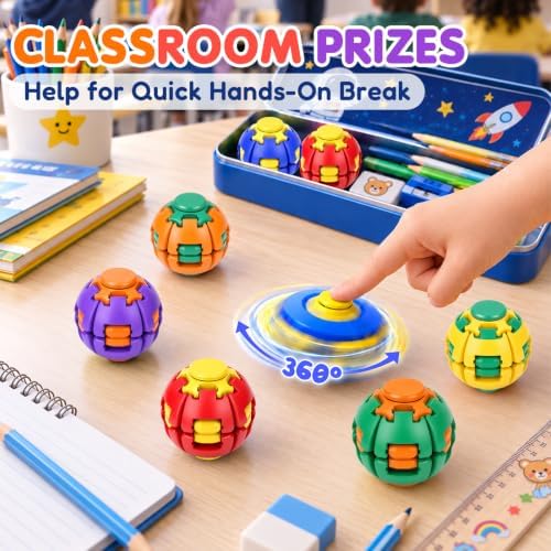 24 Pcs Press to Spin Fidget Spinners Mini Fidget Toys Party Favors for Kids