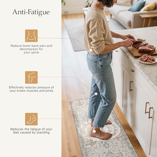 GENIMO Anti Fatigue Kitchen Mats for Floor 2PCS, Standing Rugs,GrayTaupe