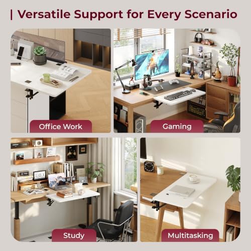 Desk Extender Tray, 16"×12" Clamp-On Arm Rest Shelf