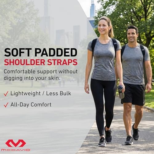 McDavid Posture Support Brace Adjustable Upper Back Shoulder Corrector for Alignment and Pain Relief Black