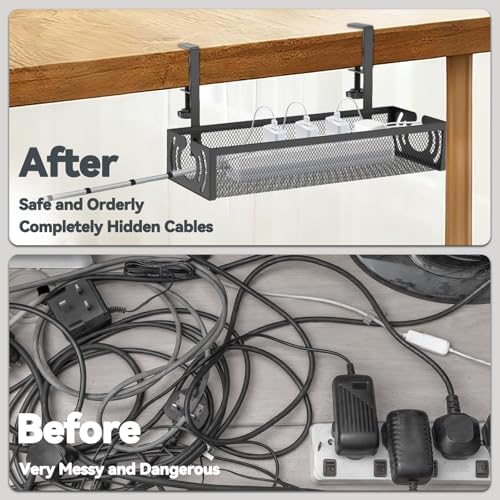 Cable Management, 15'' Under Desk Cable Management Tray No Drill