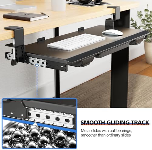 27" x 12" Height Adjustable Keyboard Tray Under Desk with Drawer