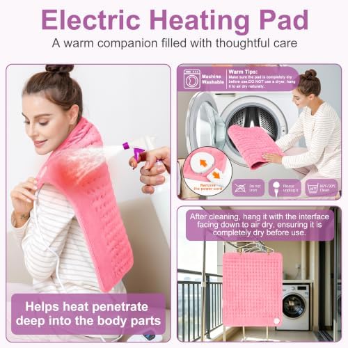 Heating Pad,Electric Heating Pads,Heating Pad for Back,Pink,24x20 Inch