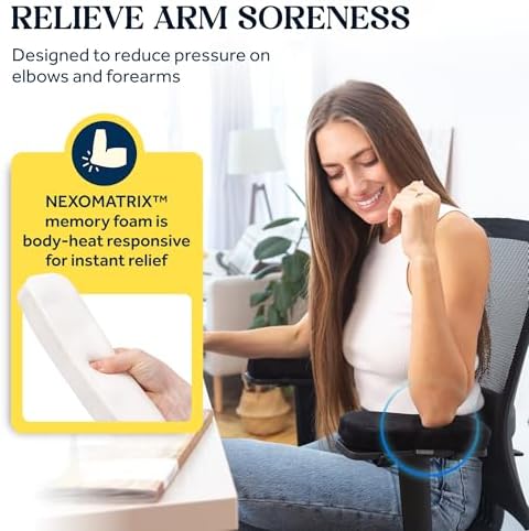 WESTERN COMFORT Thick Armrest Pads - Memory Foam Office Chair Arm Pads - Arm Rest for Desk Chair & Gaming Chair Armrest Pads - Chair Arm Covers - Elbow Support