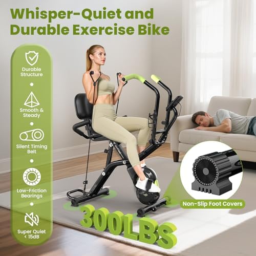 Foldable Exercise Bike, 8-Level Magnetic Stationary Bike for Home Gym