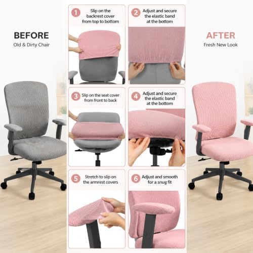 4Pcs Office Chair Cover set Elastic Protective Stretchable Chair Seat Cover