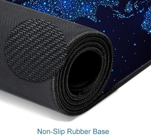 Large Gaming Mouse Pad with Stitched Edges, Desk Pad Extended Keyboard Mat, Non-Slip Rubber Base Mousepads for Laptop, Office, Home, 31.5X11.8 inch Galaxy World Map