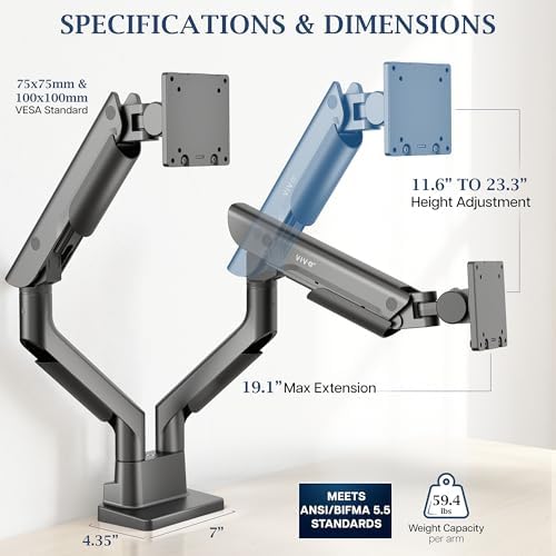 VIVO PRO Premium Black Dual Ultrawide Desk Mount, 24-38" Screen, PRO-ST245B