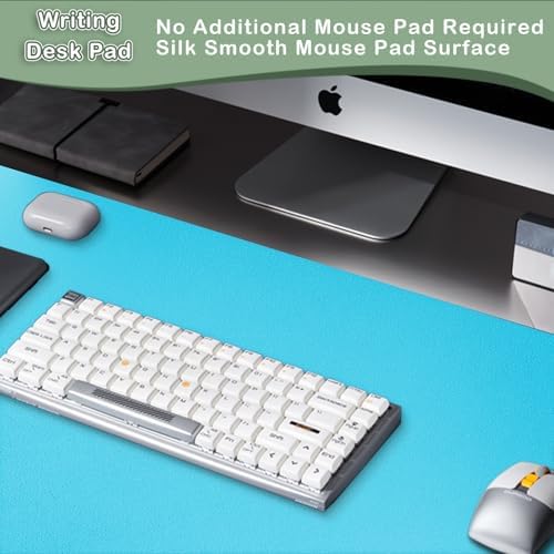 Boutilon Leather Desk Pad Protector,Non-Slip Mouse Pad,Laptop Desk Pad,Office Mouse Mat,Waterproof Leather Desk Blotter,Desk Writing Pad for Office and Home (XXXL-Blue,47"x 24")
