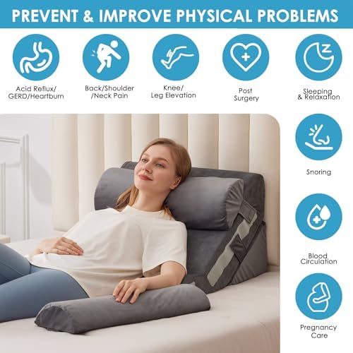 MEGCXIT Wedge Pillow Set for After Surgery, Bed Wedge, 4PCS, Grey