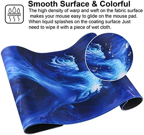 Large Gaming Mouse Pad with Stitched Edges,[27.5x11.8In] Extended Mouse Pad with Non-Slip Natural Rubber Base for Gamer/Desktop/Office/Home (70x30 Bluedragon)
