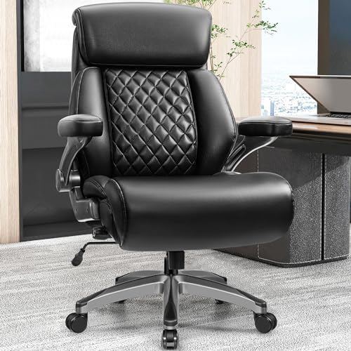 HeroSet 500lbs Executive Office Chair, Big and Tall Home Desk Chairs for Large People, Heavy Duty PU Leather Computer Gaming Chair with Adjustable Lumbar Support & Armrests, Thick Padding for Comfort
