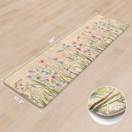KIMODE Anti Fatigue Kitchen Mat, Cushioned Farmhouse Kitchen Runner Rug