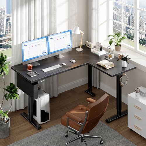 Korfile 63" L Shaped Standing Desk Height Adjustable Memory Presets