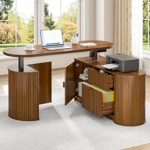 Electric L Shaped Standing Desk, Corner Sit Stand Up Desk, Executive Desk