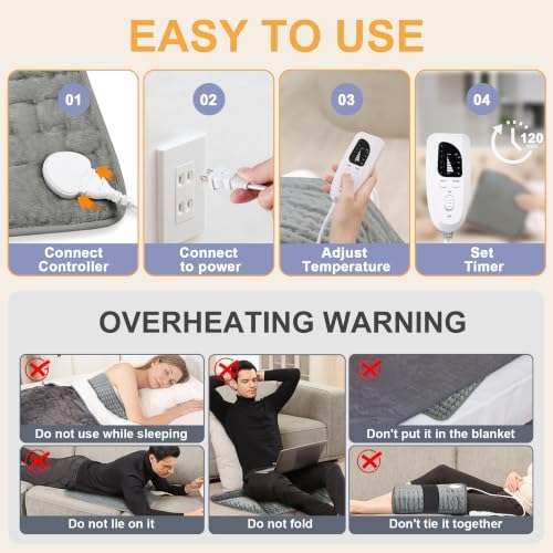Heating Pad,Electric Heating Pads,Heating Pad for Back,DimGray,24x12 Inch