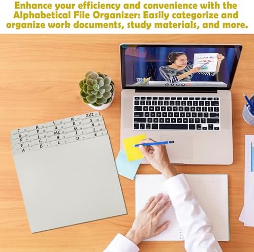 gisgfim 25 Alphabet File Guides, A‑Z Top‑Tab File Cabinet Dividers, Sage