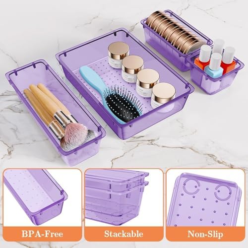 SpaceHacks 25 PCS Plastic Drawer Organizer, 4-Size Versatile Organizer Trays & storage Bins