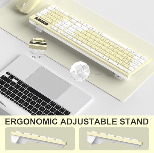 Wireless Keyboard and Mouse Combo Silent for Office and Home(Canary Yellow)