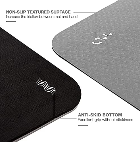 UMINEUX Large Yoga Mat for Men and Women 1/4 & 2/5 Inch Extra Thick TPE Fitness Mat for Home Gym Workout, Non-Slip, Eco Friendly Exercise Mat for Yoga, Pilates, Stretching, Meditation