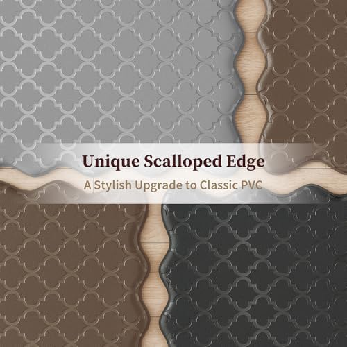 Arenarug Upgrade Scalloped Kitchen Mats for Floor 2PC, Red Kitchen Rugs
