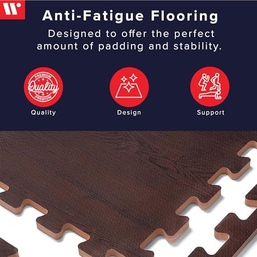 Forest Floor Farmhouse 3/8 Inch Thick Printed Foam Tiles, Premium Wood Grain Interlocking Foam Floor Mats, Anti-Fatigue Flooring – Stylish Flooring Solution