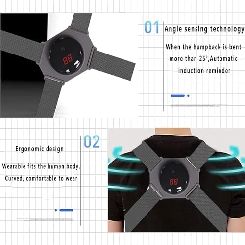 Corrector Smart Posture Monitor Posture Reminder Belt for Men and Women with Vibration Support Straightener Improves Posture and Pain Relief for Spine,Back Neck and Shoulder (Color : Touch)