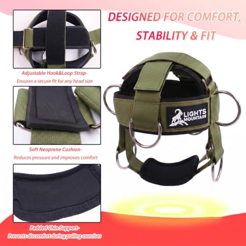 Adjustable Neck Harness with Pulley System & Resistance Bands – Multi-Directional Neck Weight Lifting Training for Strength, Stability & Posture – Padded Head Strap for Athletes & Fitness