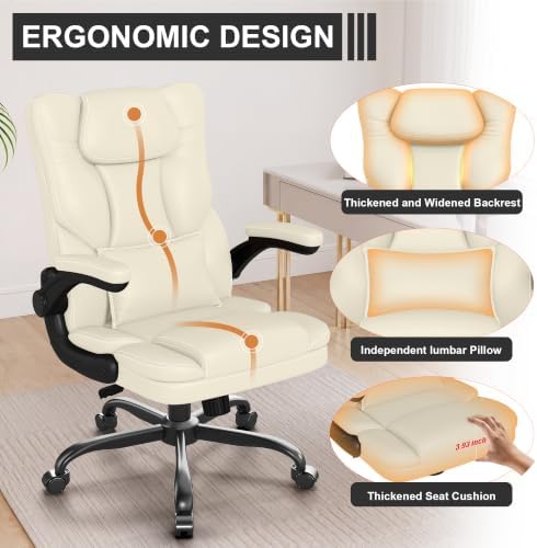 Executive Office Chair Flip Up Arms Lumbar Support Home Office Desk Chair